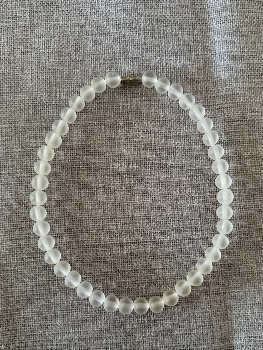 Frosted Glass Bead Necklace | Matte White Beads | Minimalist Vintage Style